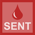 Logo aplikacji mobilnej SENT DOSTAWY EDU. Rysunek przedstawia logo aplikacji mobilnej SENT DOSTAWY w kolorze czerwonym.